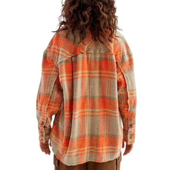 Urban Outfitters BDG Andy Distressed Flannel Shirt, NWT, Orange,  S - Picture 10 of 12